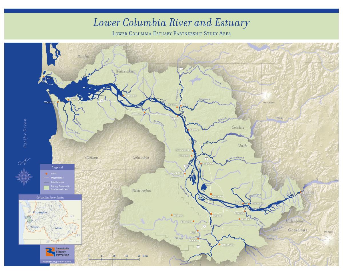 Columbia River Map Washington Lower Columbia River Water Trail | Washington Water Trails Association